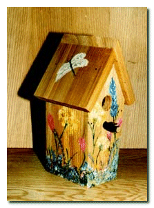 Cedar Painted Birdhouse